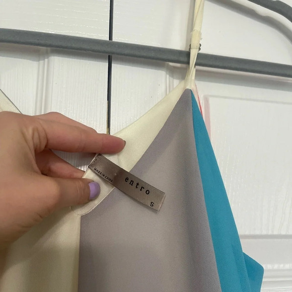 ENTRO multicolored summer spring dress spaghetti strap - Picture 4 of 6